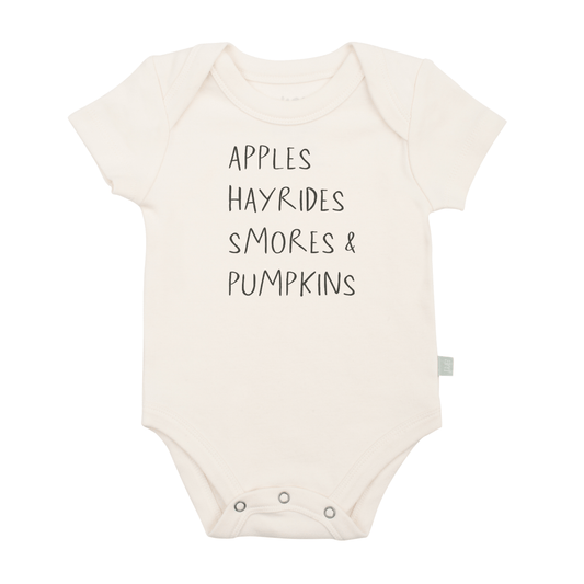 graphic bodysuit | apples hayrides smores