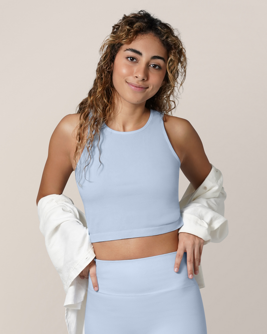 Sublime® Bamboo Hands-Free Pumping Longline Bra Top | French Blue