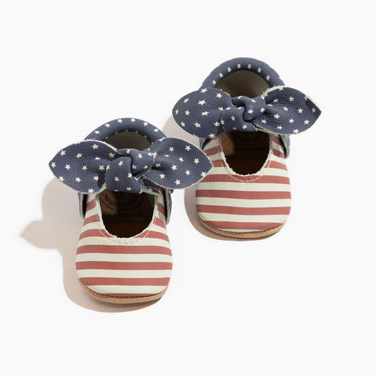 Born in the USA Knotted Bow Baby Shoe