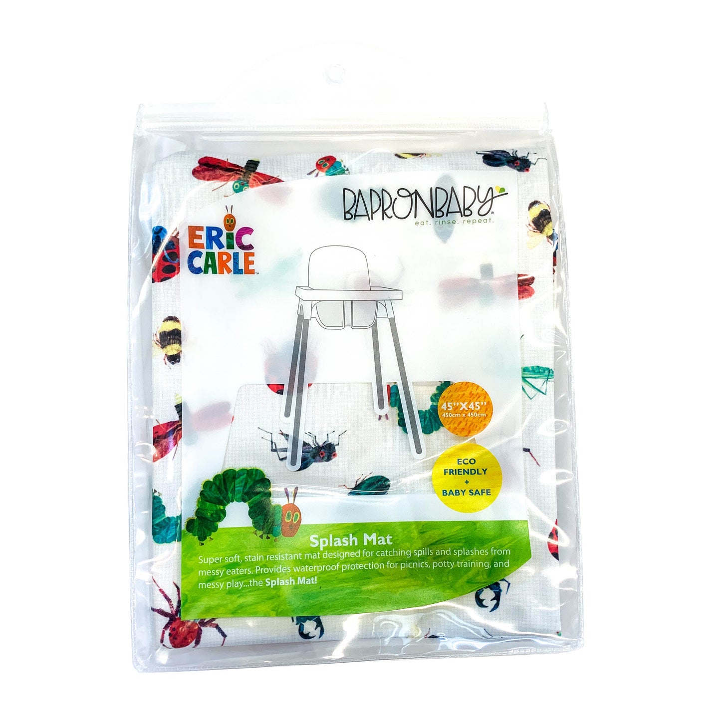 Bug World Splash Mat - from the World Of Eric Carle - A Waterproof Catch-All for Highchair Spills and More!