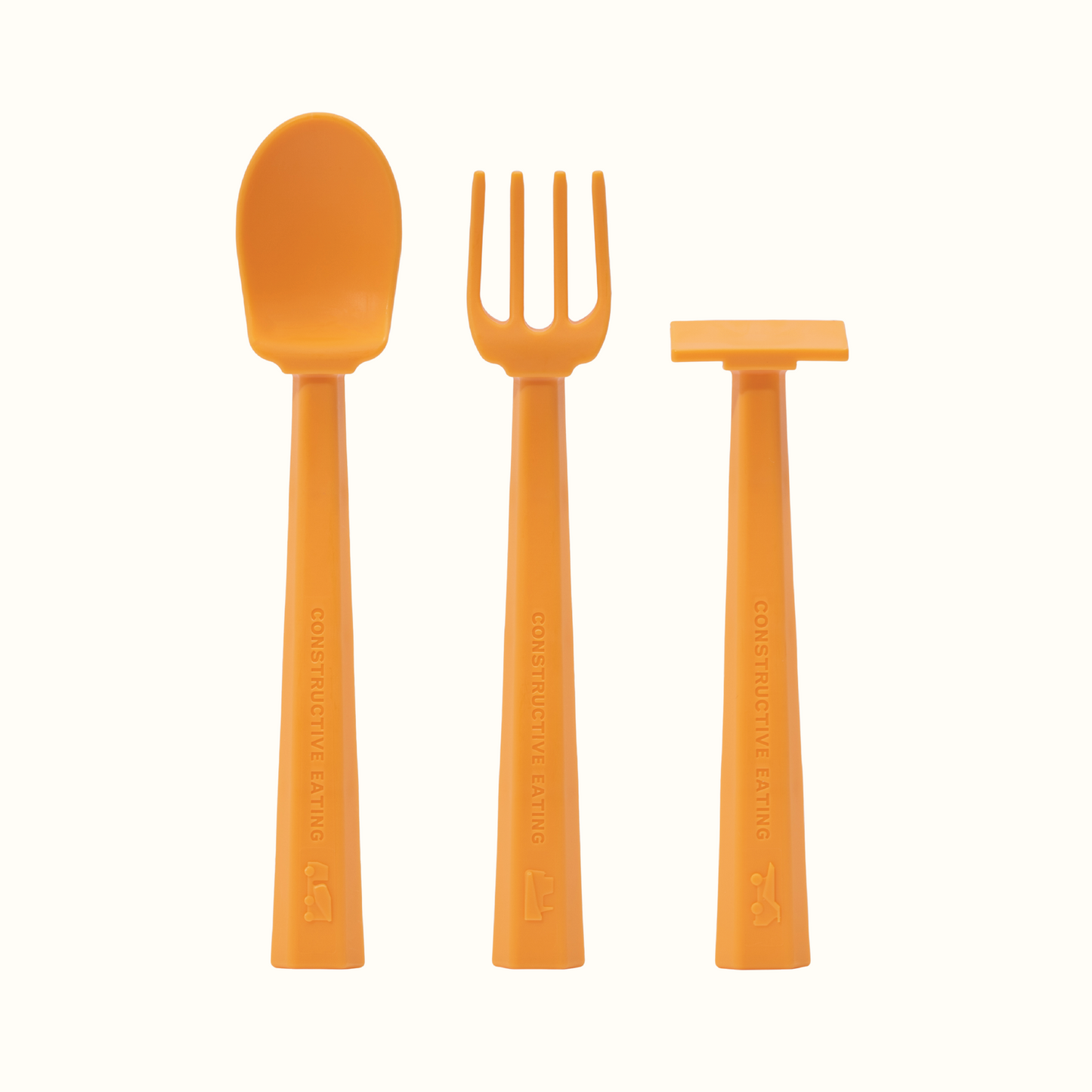 Truck Training Plate and Utensils - Yellow by Constructive Eating