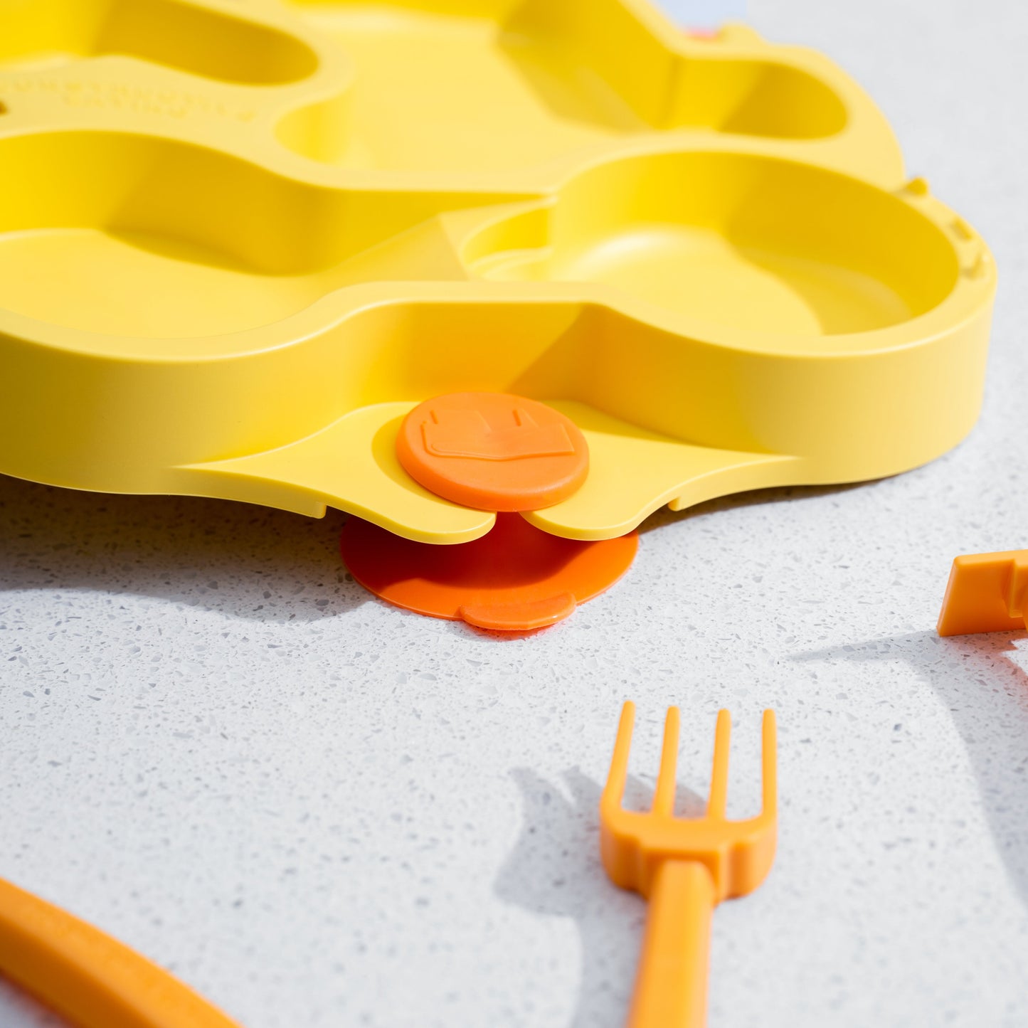 Truck Training Plate and Utensils - Yellow by Constructive Eating