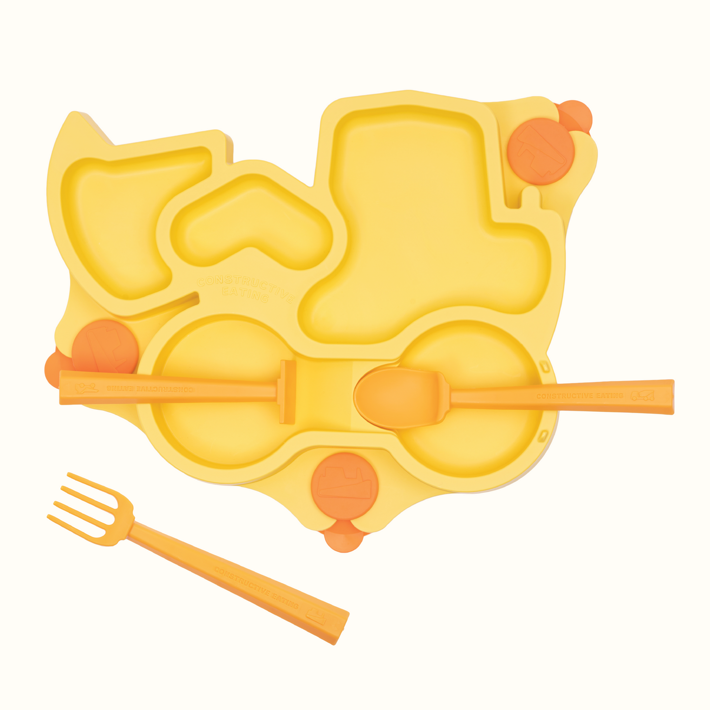 Truck Training Plate and Utensils - Yellow by Constructive Eating