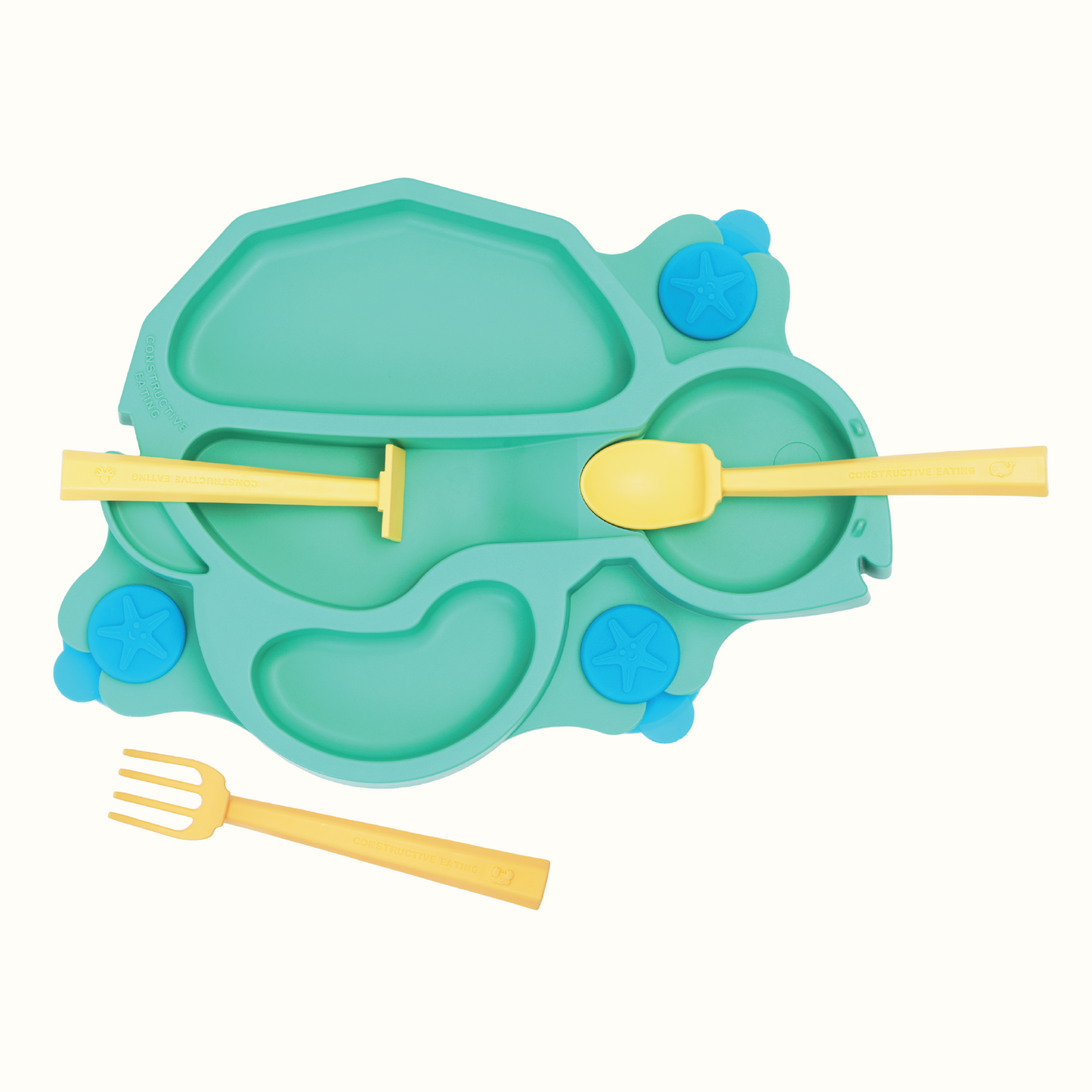 Turtle Training Plate and Utensils - Green by Constructive Eating