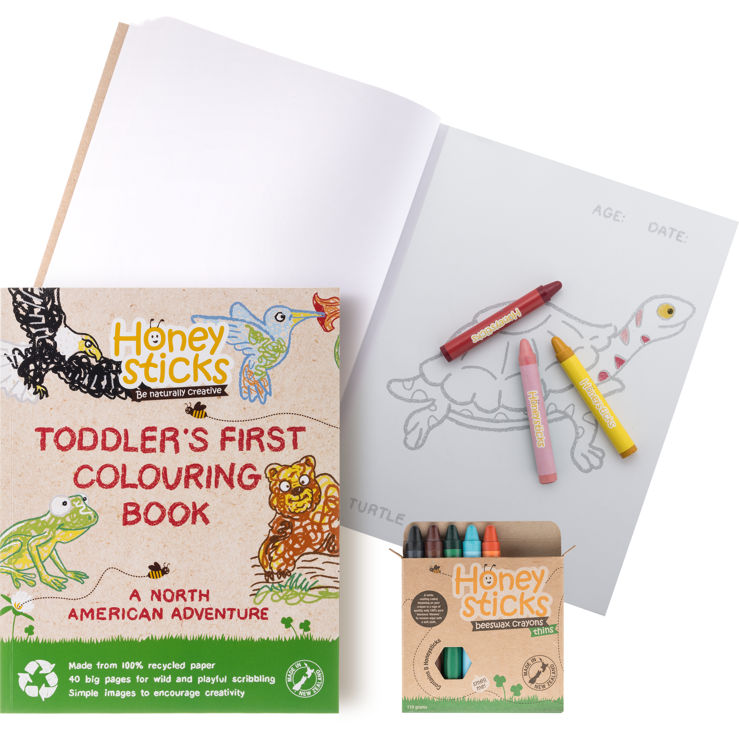 North American Book + Jumbos Coloring Set by Honeysticks USA