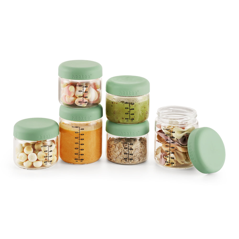 Haakaa Sealed Glass Storage Jar Set - 4 x 4oz + 2 x 7 oz Glass Jars