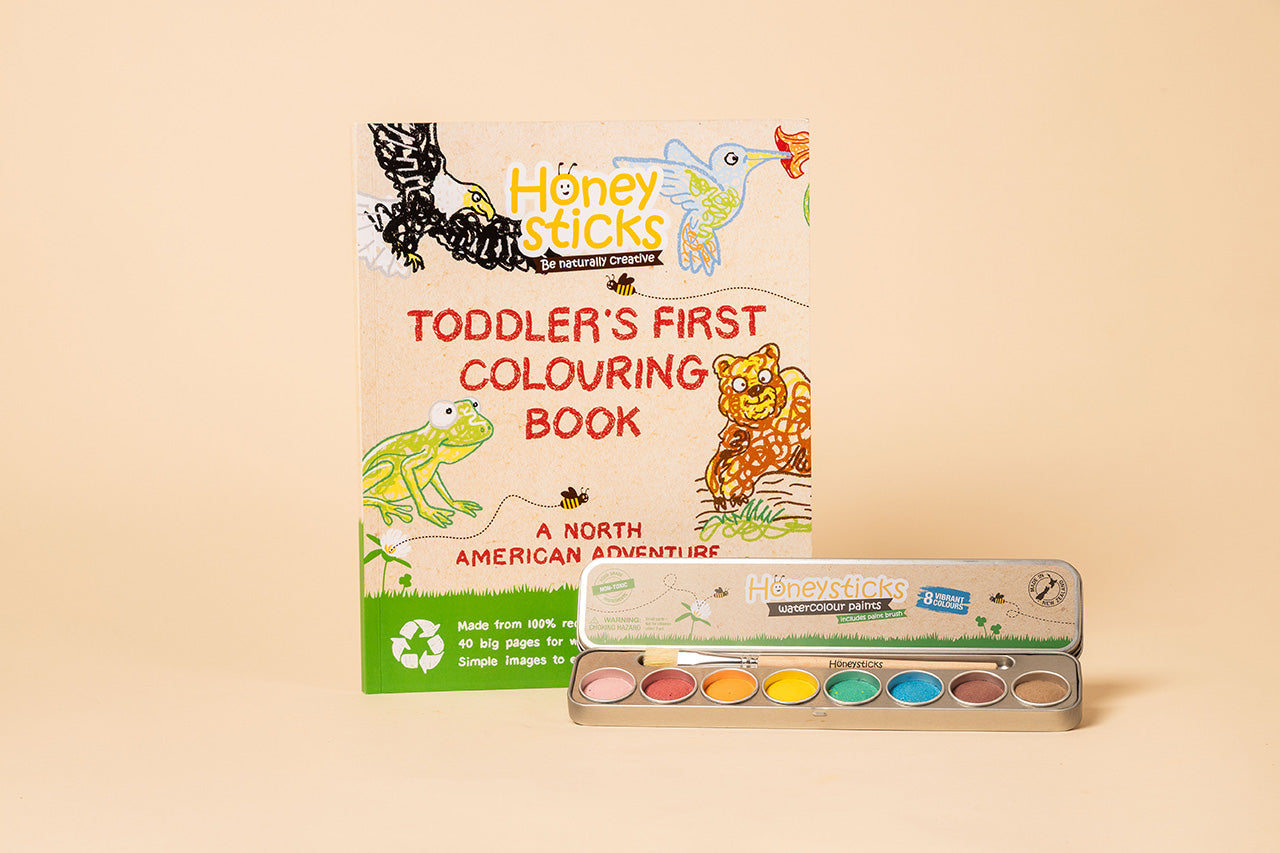 Watercolor Paints & Coloring Book Set by Honeysticks USA