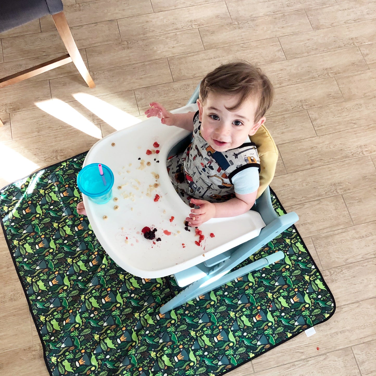 Dino Days Splash Mat - A Waterproof Catch-All for Highchair Spills and More!