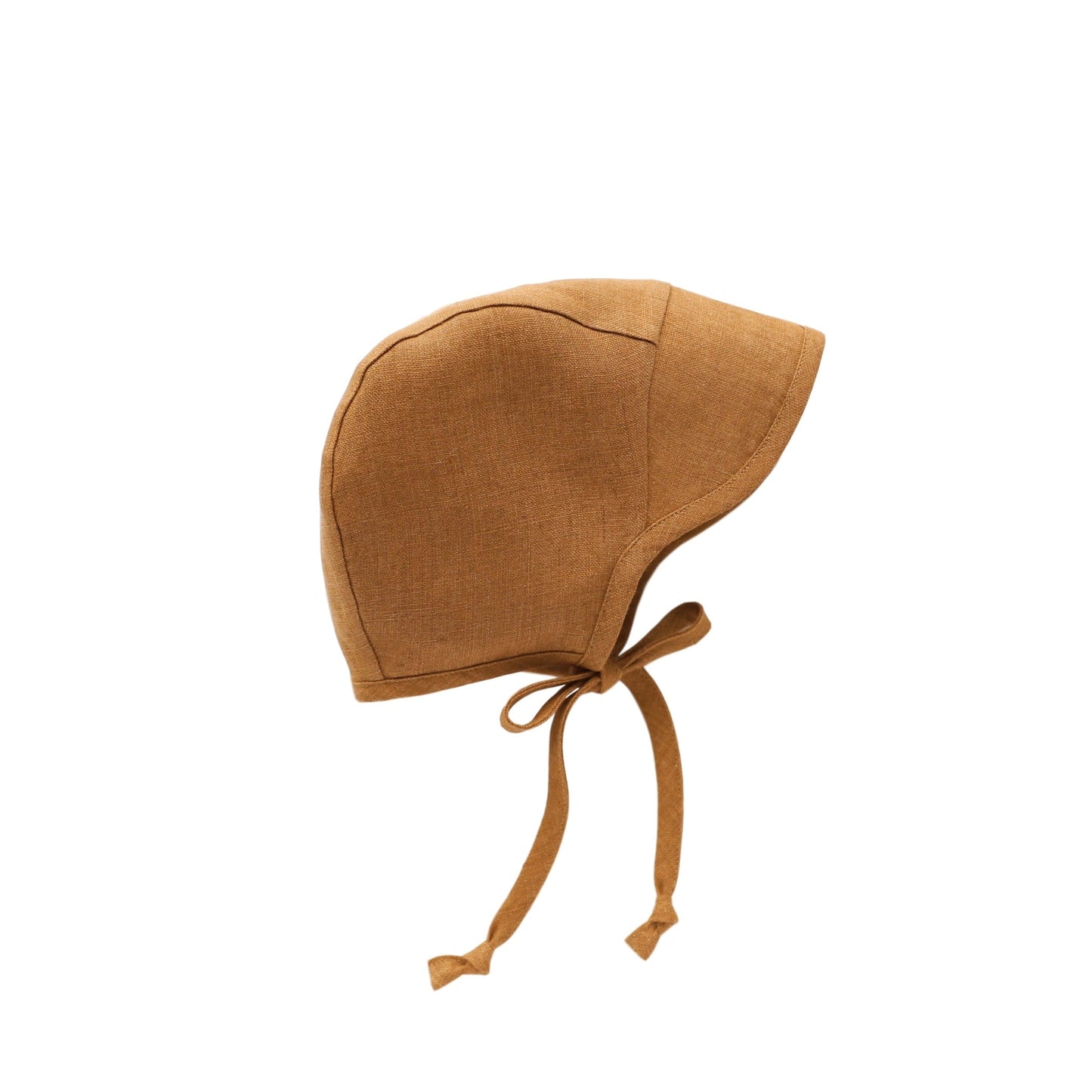 Brimmed Rust Linen Bonnet Cotton-Lined