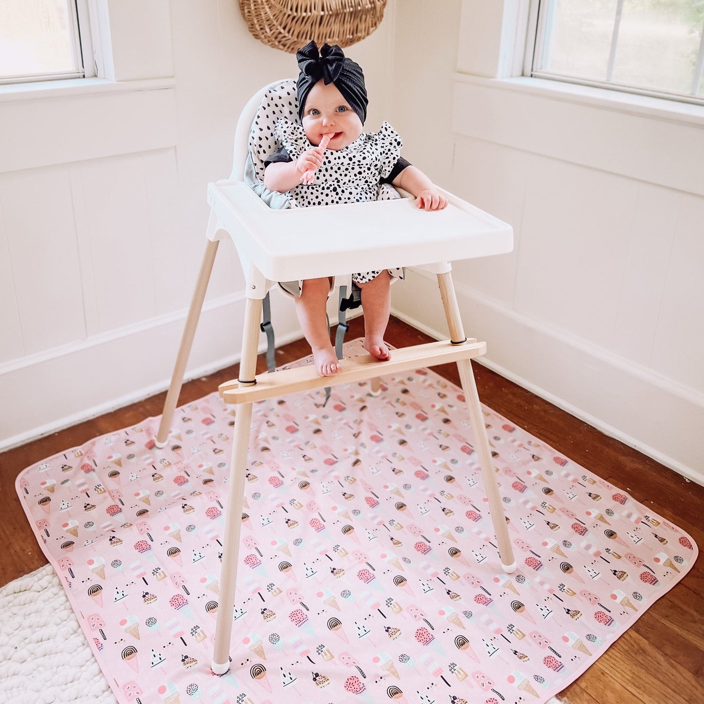 Pink Ice Cream Splash Mat - A Waterproof Catch-All for Highchair Spills and More!