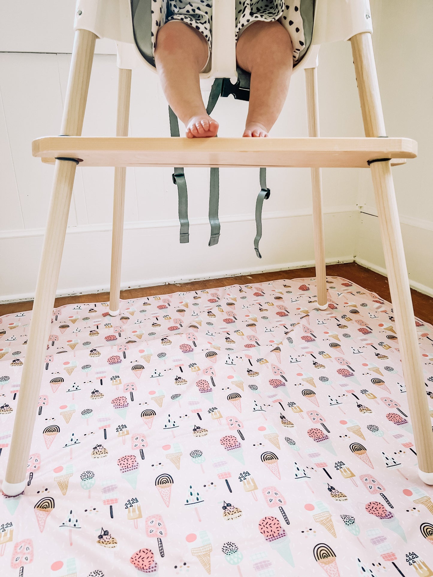 Pink Ice Cream Splash Mat - A Waterproof Catch-All for Highchair Spills and More!