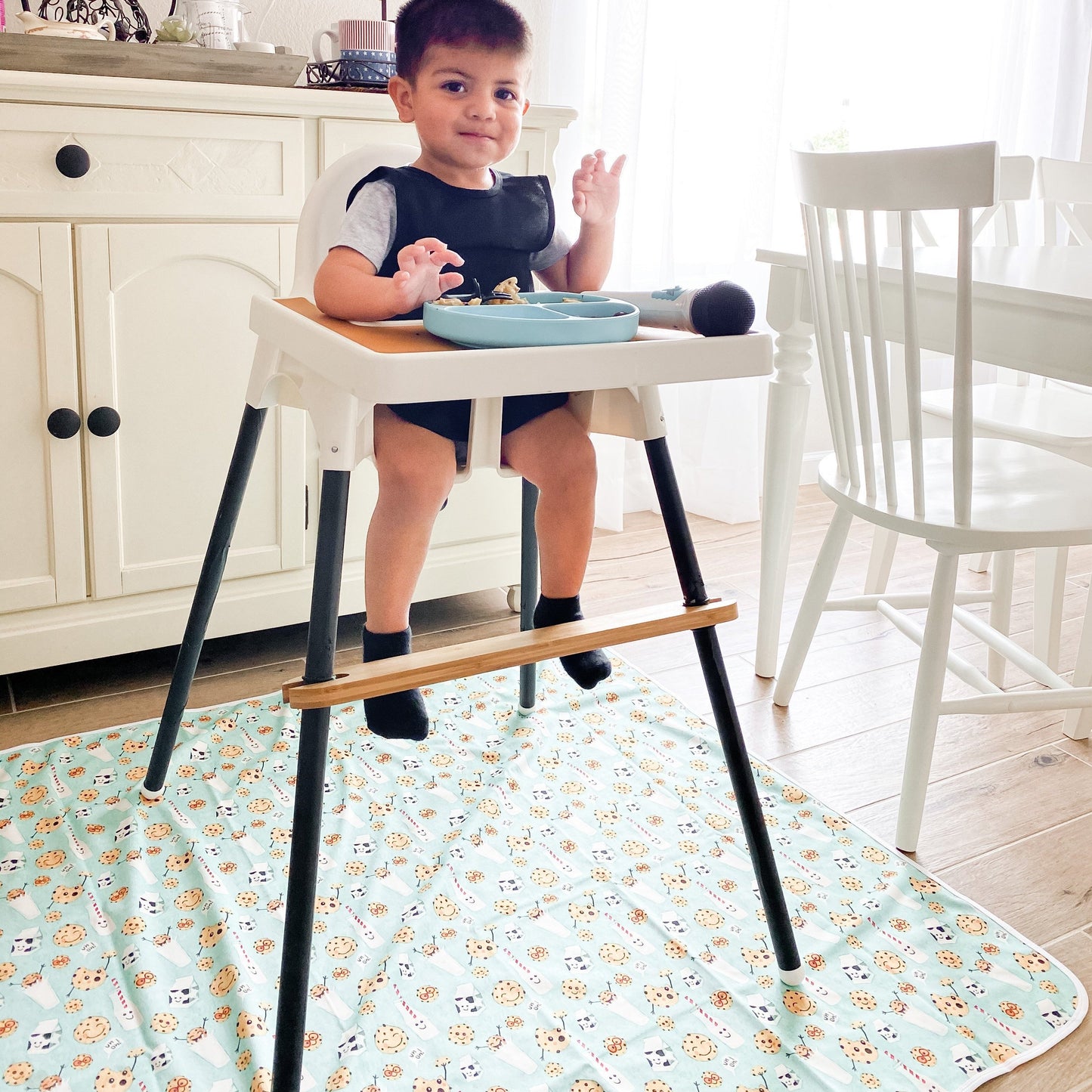 Cookies & Milk Splash Mat - A Waterproof Catch-All for Highchair Spills and More!