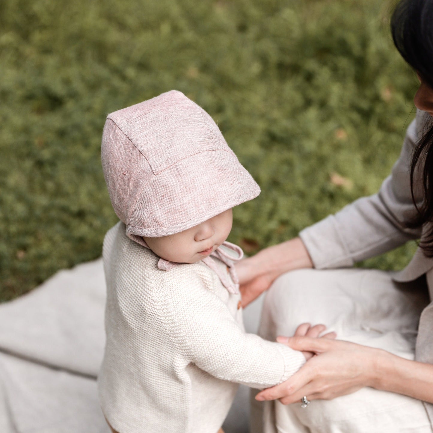 Brimmed Blush Linen Bonnet