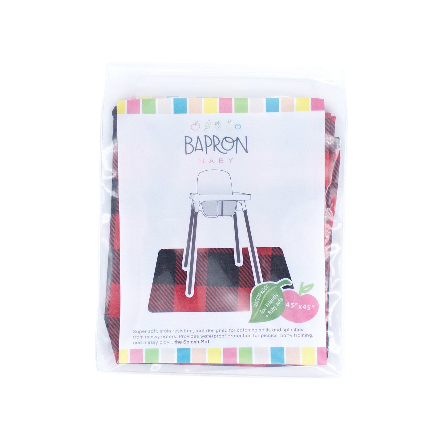 Red Buffalo Plaid Splash Mat - A Waterproof Catch-All for Highchair Spills and More!