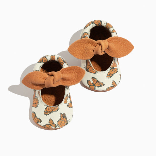 Monarch Butterfly Knotted Bow Baby Shoe