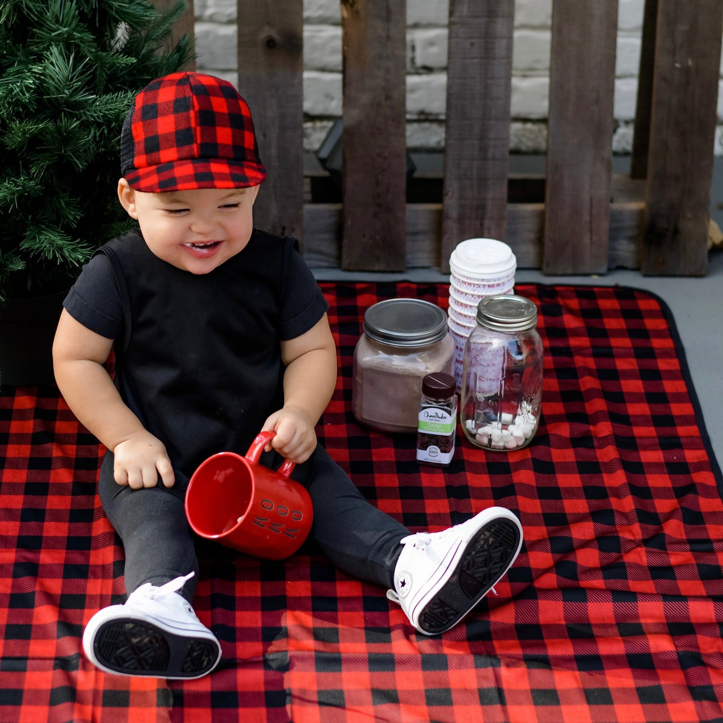 Red Buffalo Plaid Splash Mat - A Waterproof Catch-All for Highchair Spills and More!