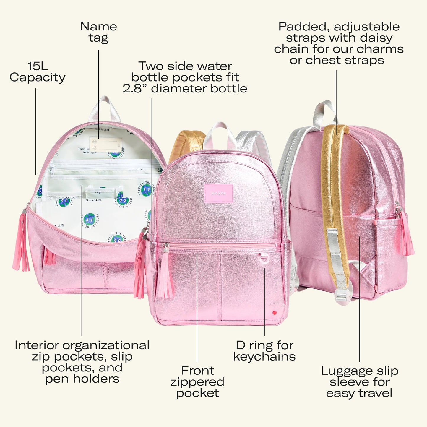 Lilac Chevron Backpack