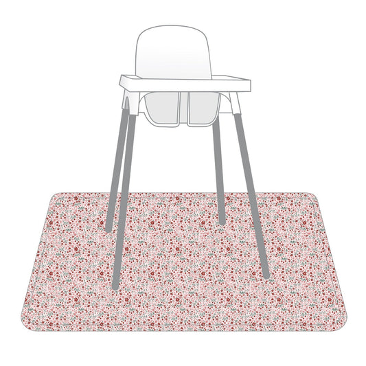 Blushing Blooms Splash Mat - A Waterproof Catch-All for Highchair Spills and More!