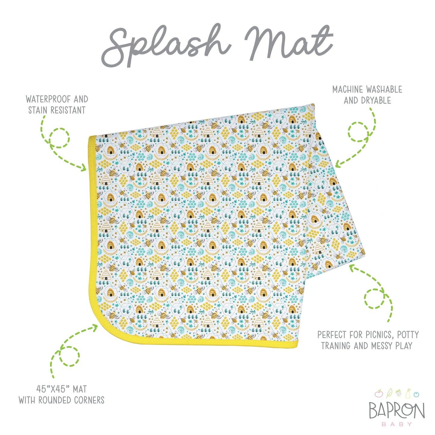 Busy Bees Splash Mat - A Waterproof Catch-All for Highchair Spills and More!