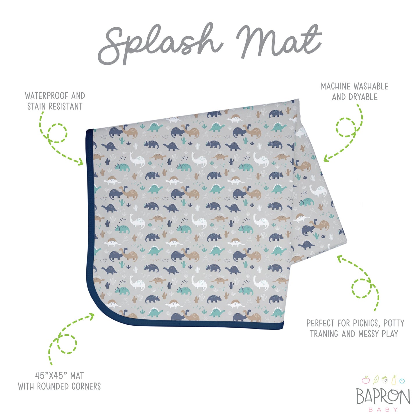 Desert Dinos Splash Mat - A Waterproof Catch-All for Highchair Spills and More!