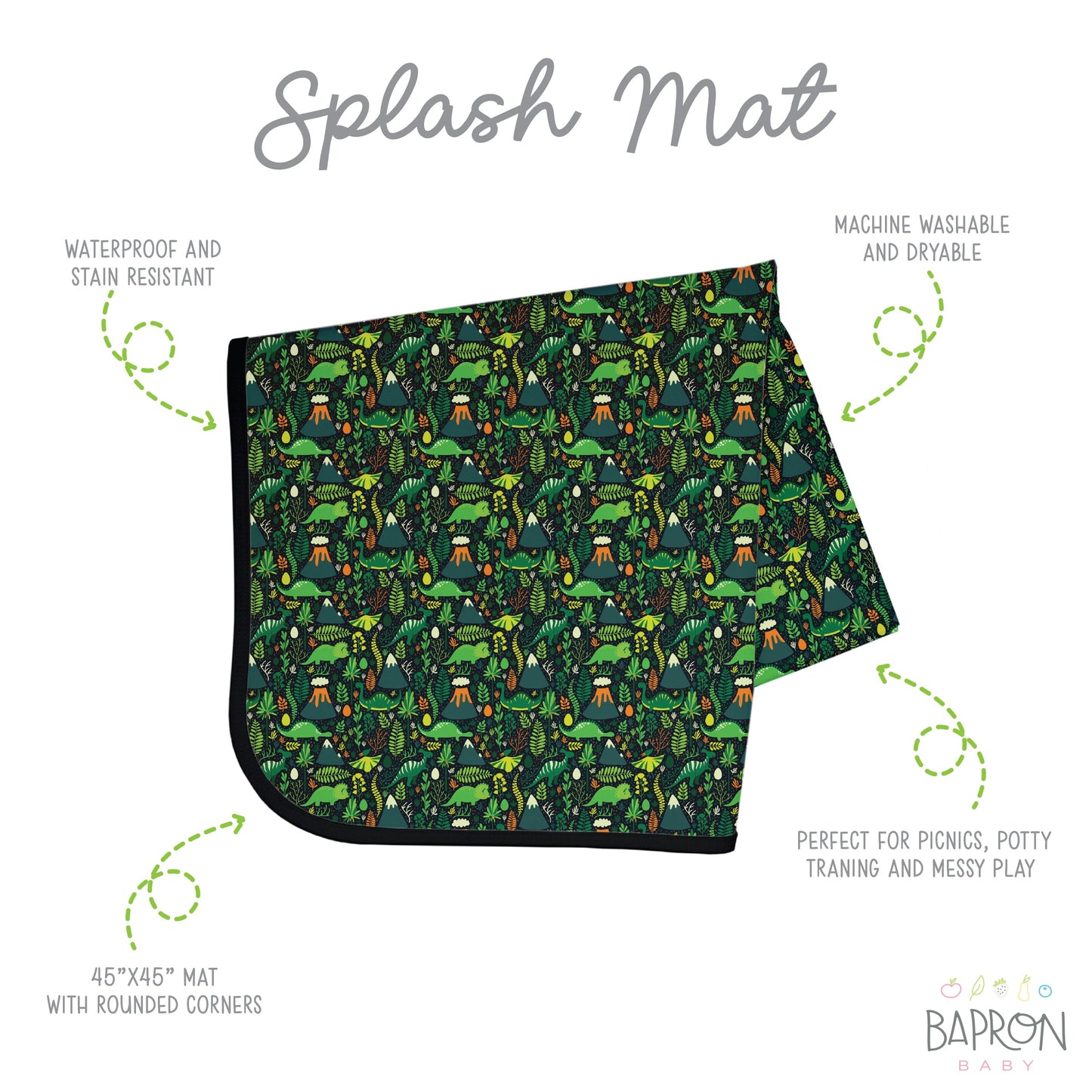 Dino Days Splash Mat - A Waterproof Catch-All for Highchair Spills and More!