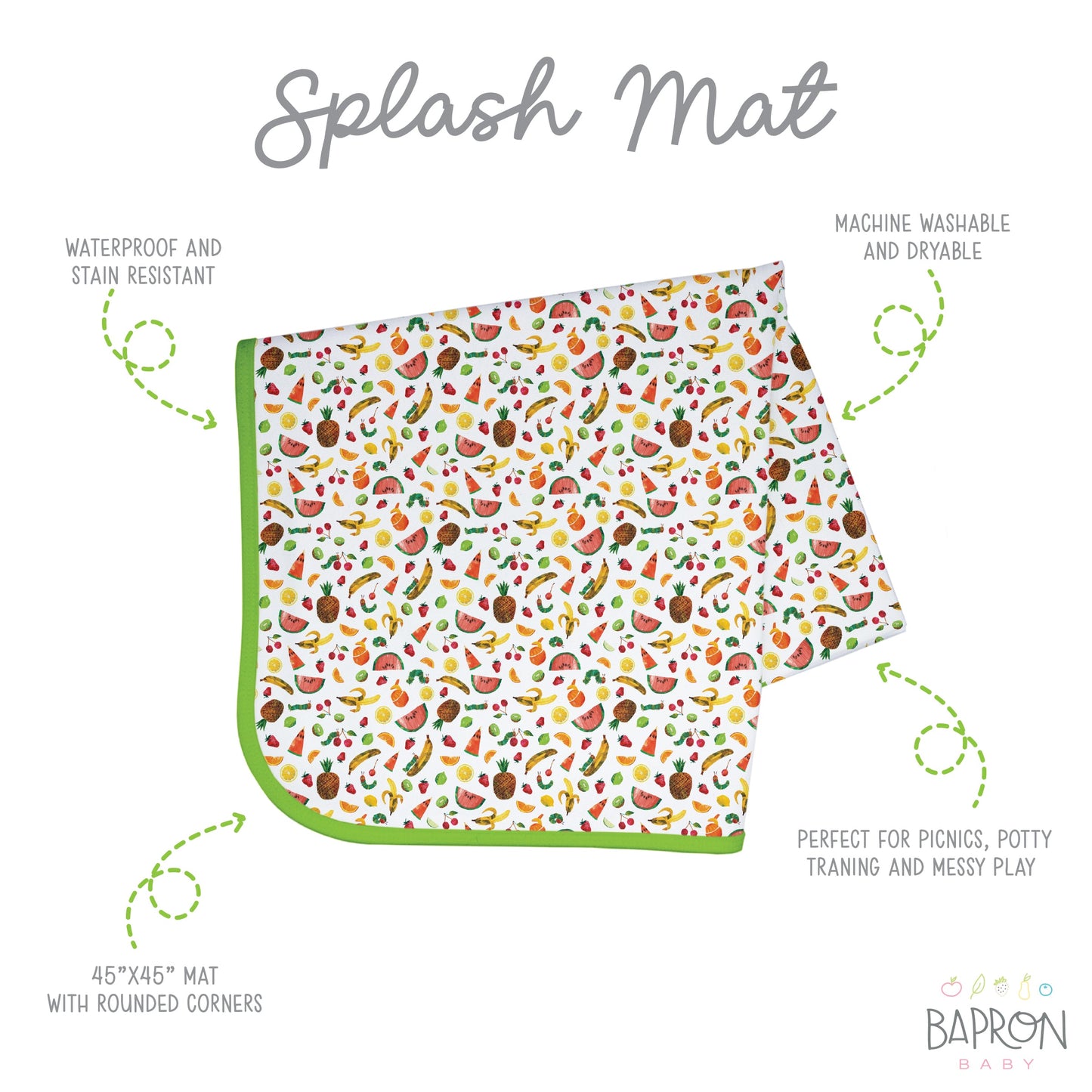 Tropical Fruit Splash Mat - from the World Of Eric Carle - A Waterproof Catch-All for Highchair Spills and More!