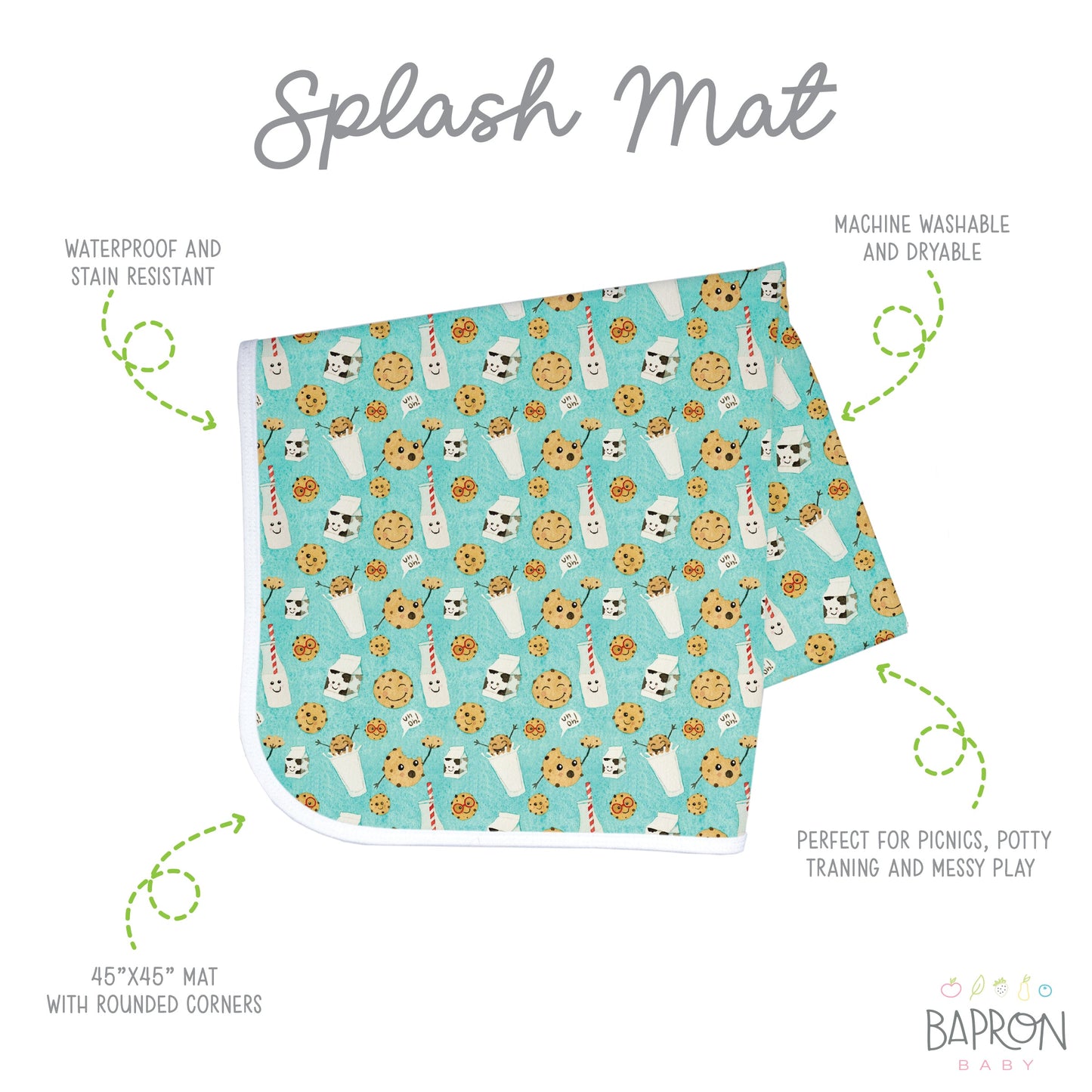 Cookies & Milk Splash Mat - A Waterproof Catch-All for Highchair Spills and More!