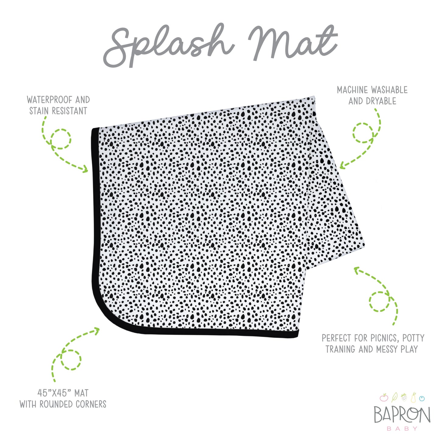 Organic Dot Splash Mat - A Waterproof Catch-All for Highchair Spills and More!