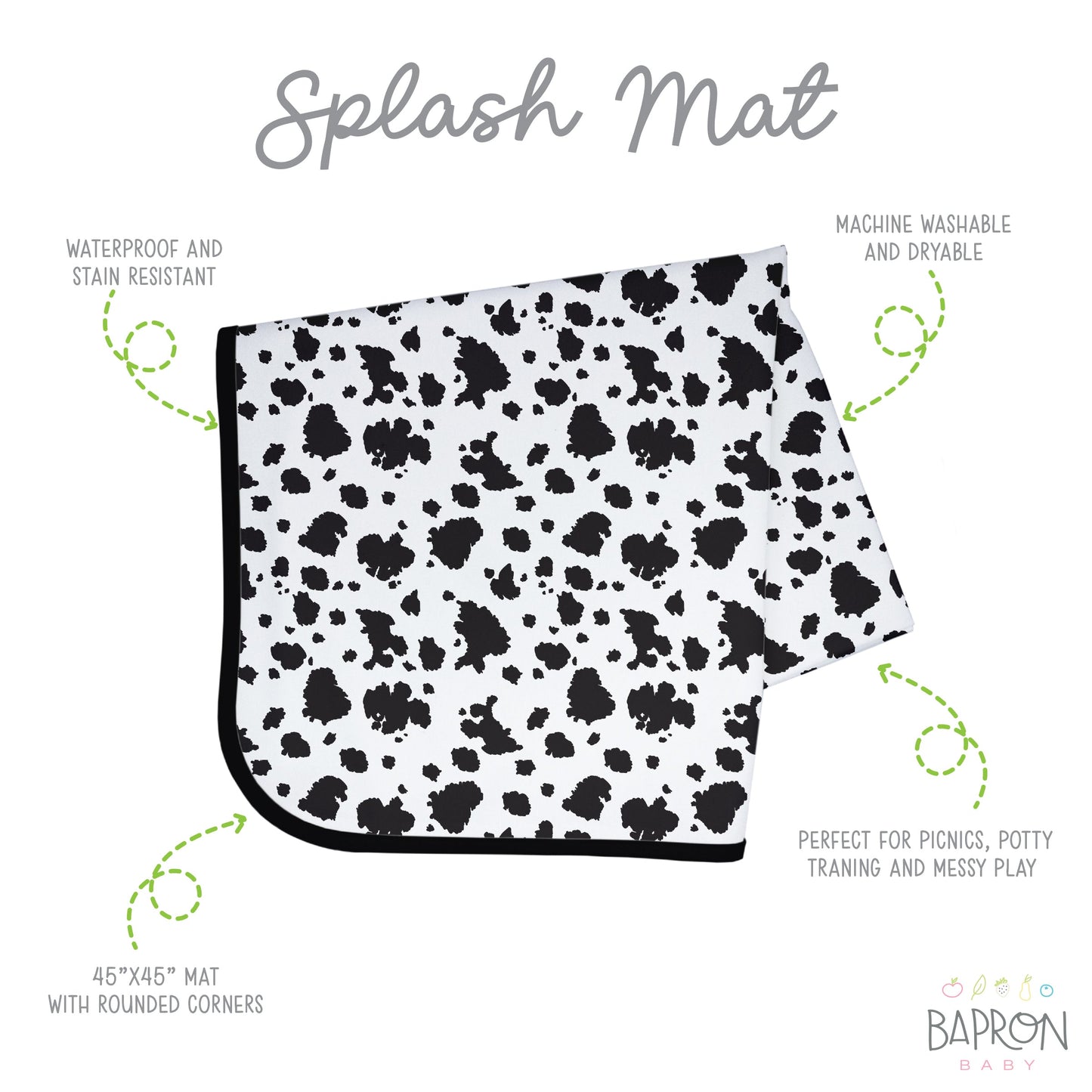 Cowhide Splash Mat - A Waterproof Catch-All for Highchair Spills and More!