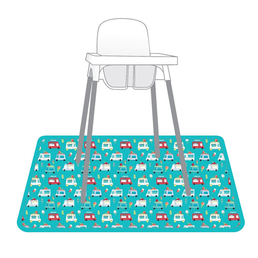 Ice Cream Truck Splash Mat - A Waterproof Catch-All for Highchair Spills and More!