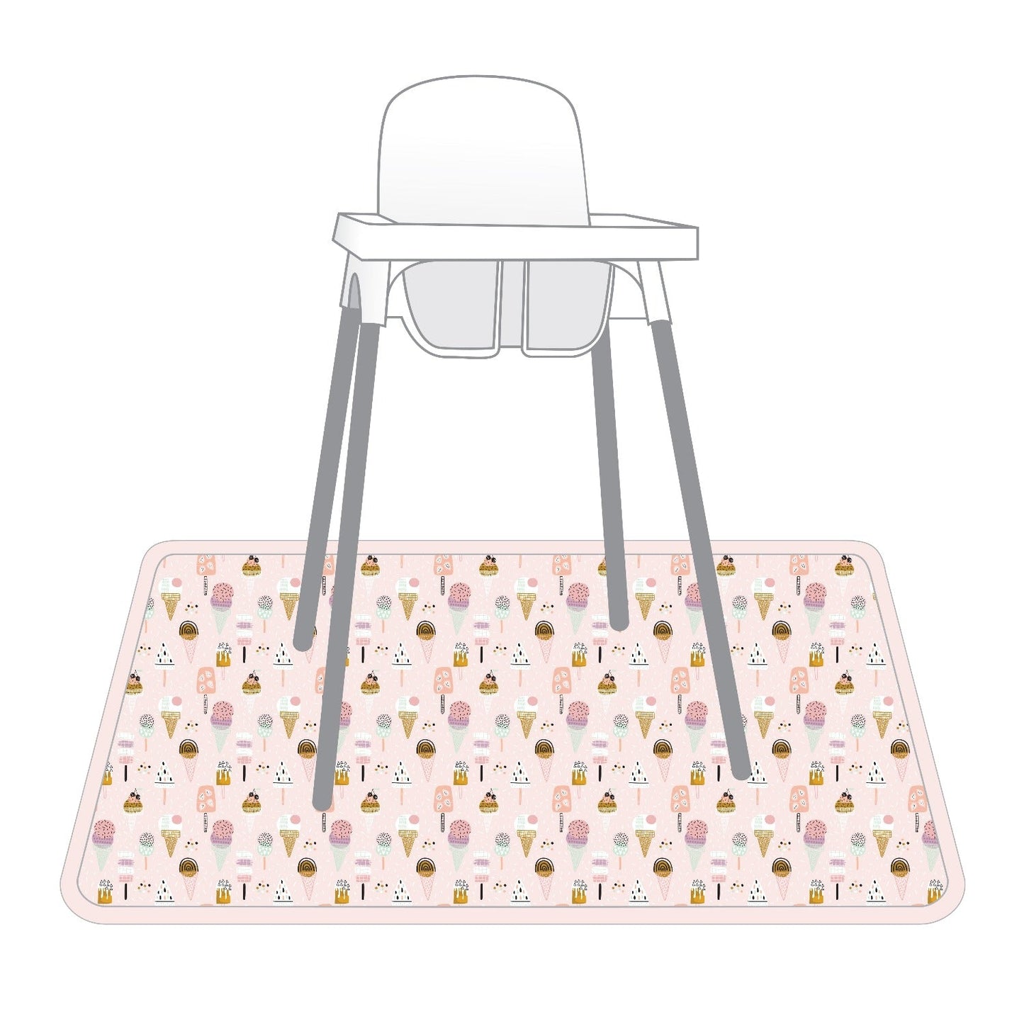 Pink Ice Cream Splash Mat - A Waterproof Catch-All for Highchair Spills and More!