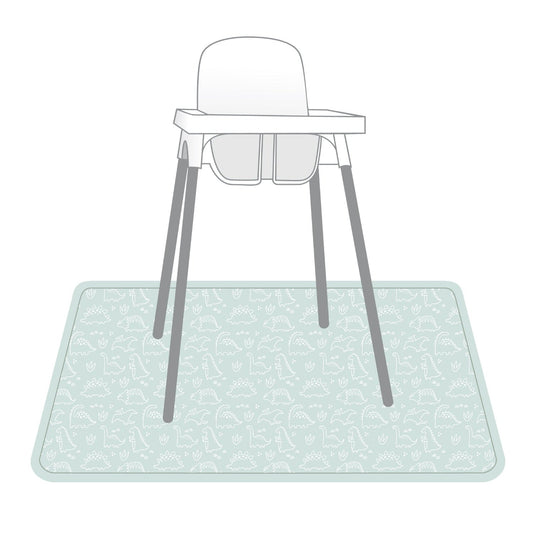 Dino Friends - Sage Splash Mat - A Waterproof Catch-All for Highchair Spills and More!