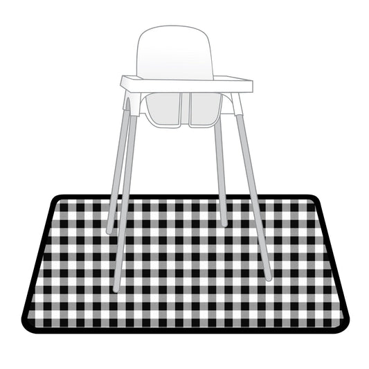 White Buffalo Plaid Splash Mat  - A Waterproof Catch-All for Highchair Spills and More!