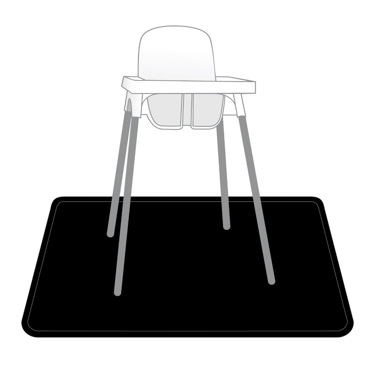 Solid Black Minimalist Splash Mat - A Waterproof Catch-All for Highchair Spills and More!