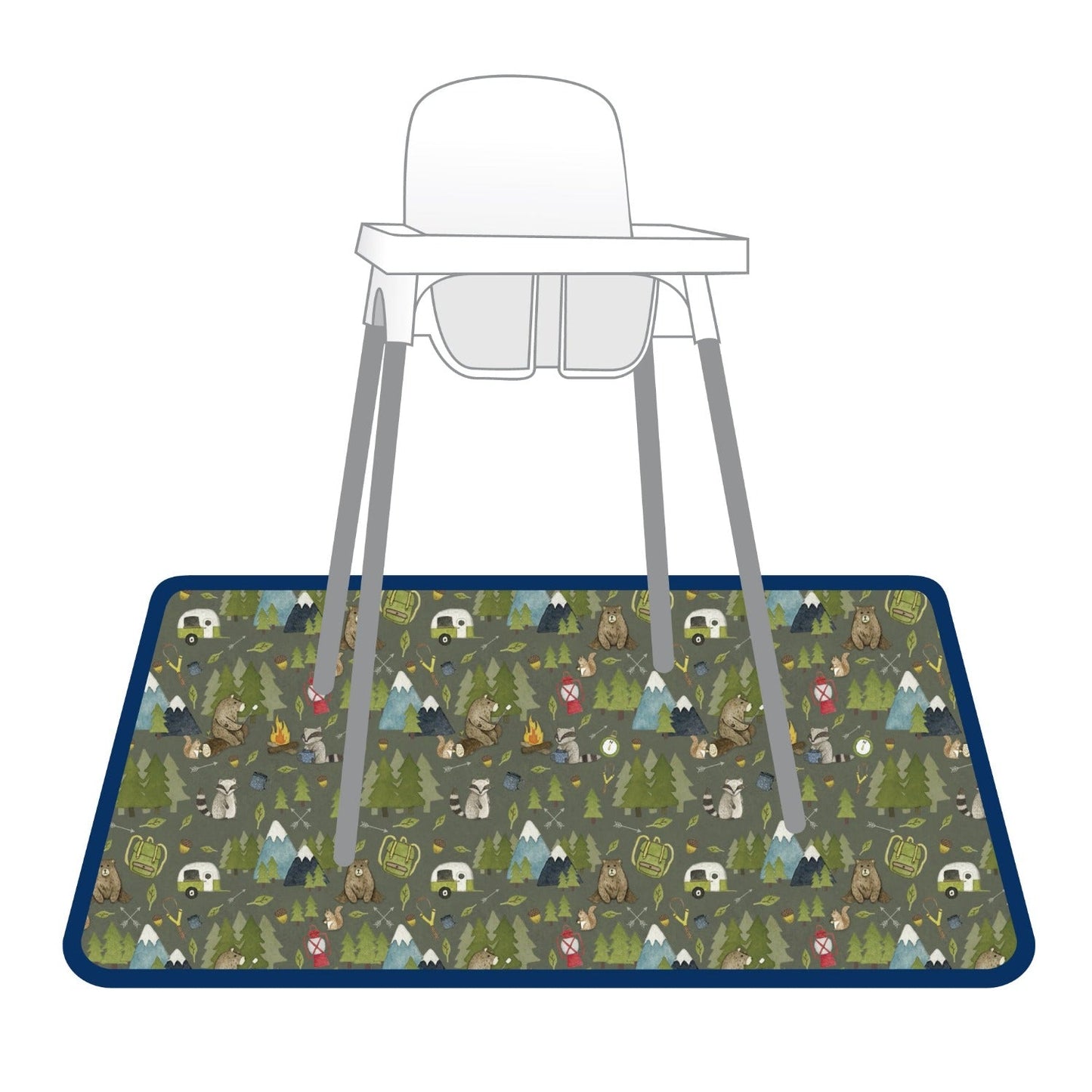 Camping Bears Splash Mat - A Waterproof Catch-All for Highchair Spills and More!