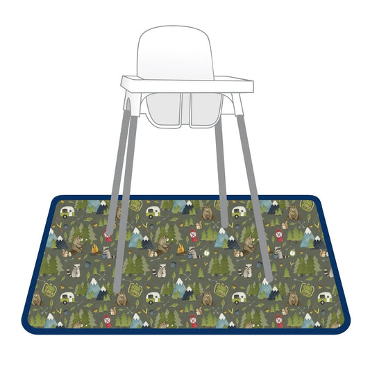 Camping Bears Splash Mat - A Waterproof Catch-All for Highchair Spills and More!