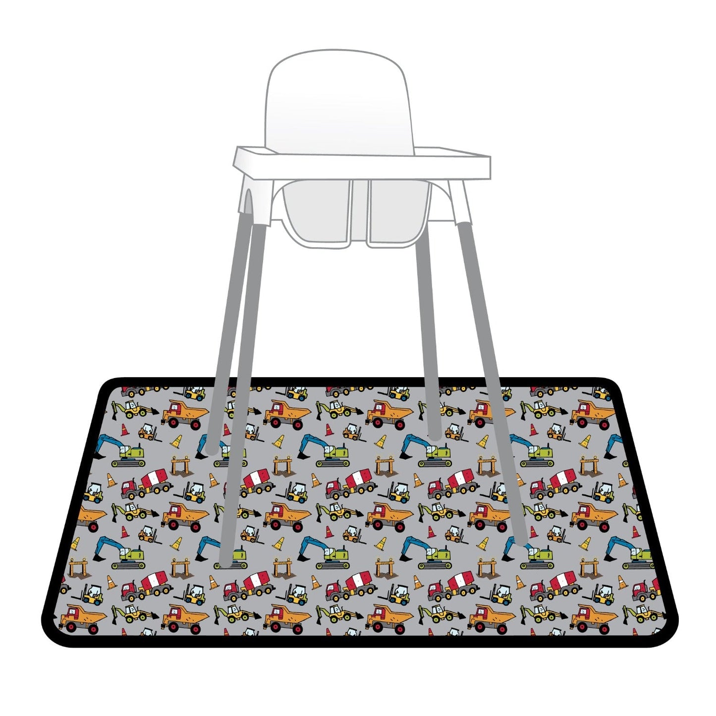 Construction Zone Splash Mat - A Waterproof Catch-All for Highchair Spills and More!