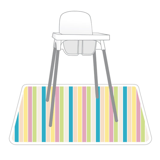 Rainbow Stripes Splash Mat - A Waterproof Catch-All for Highchair Spills and More!