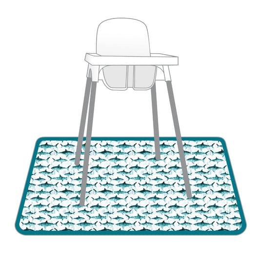 Shark Attack Splash Mat - A Waterproof Catch-All for Highchair Spills and More!