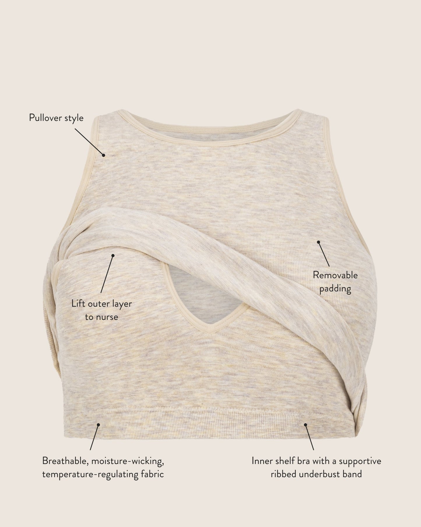 Sublime® Bamboo Maternity & Nursing Longline Bra Top | Olive Heather