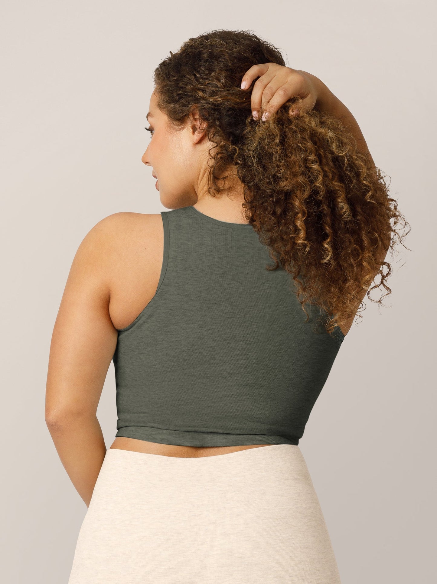 Sublime® Bamboo Maternity & Nursing Longline Bra Top | Olive Heather