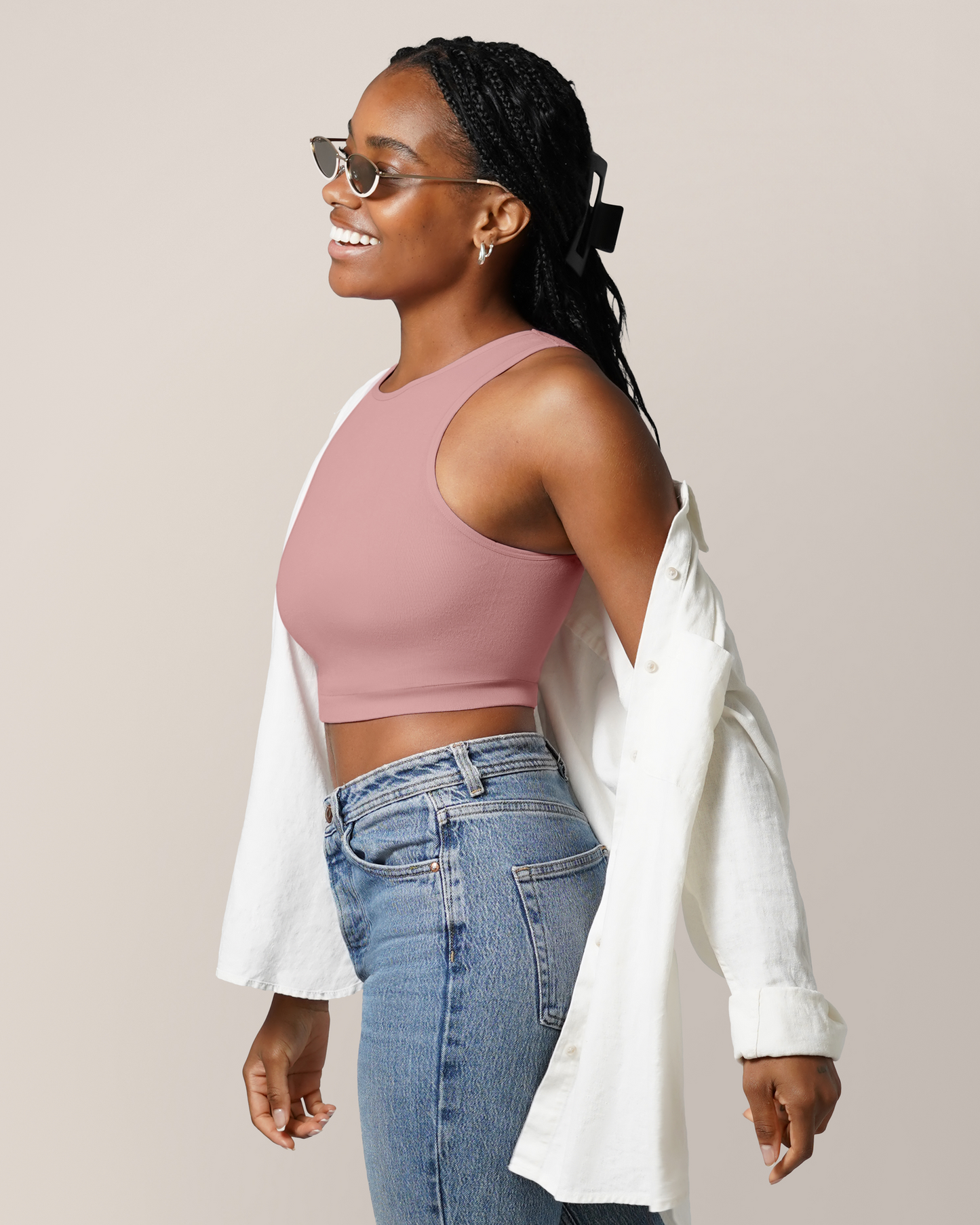 Sublime® Bamboo Hands-Free Pumping Longline Bra Top | Light Mauve