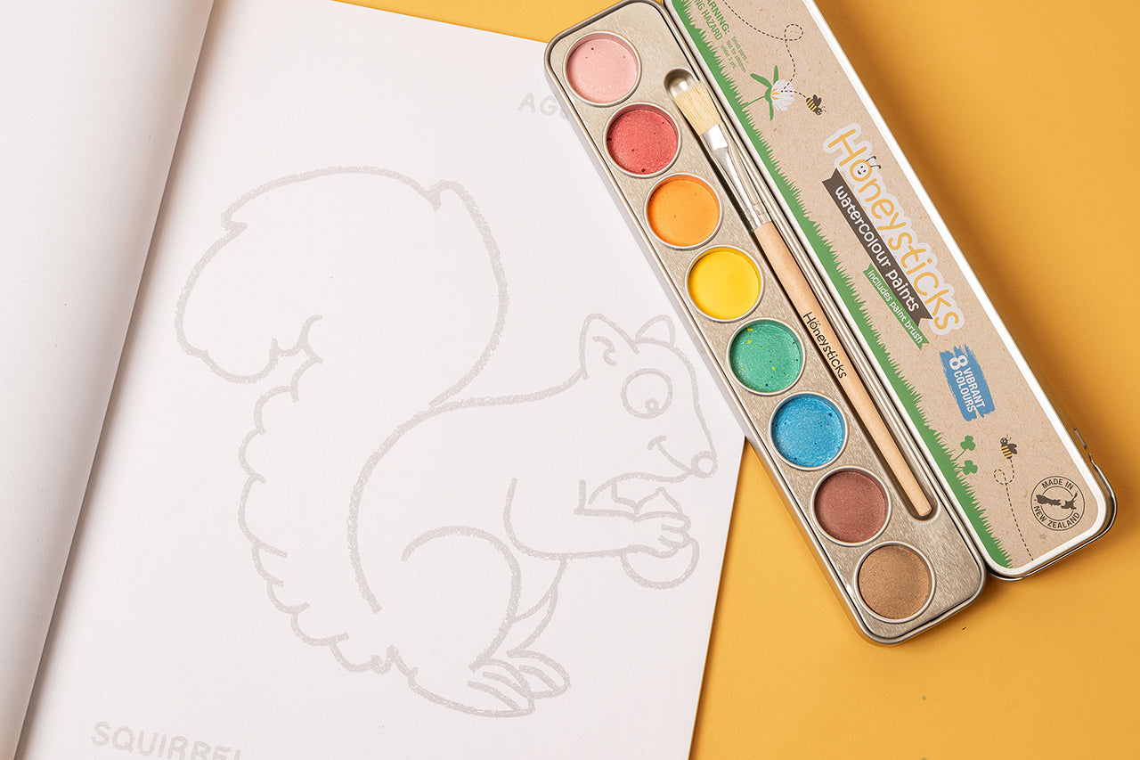 Watercolor Paints & Coloring Book Set by Honeysticks USA