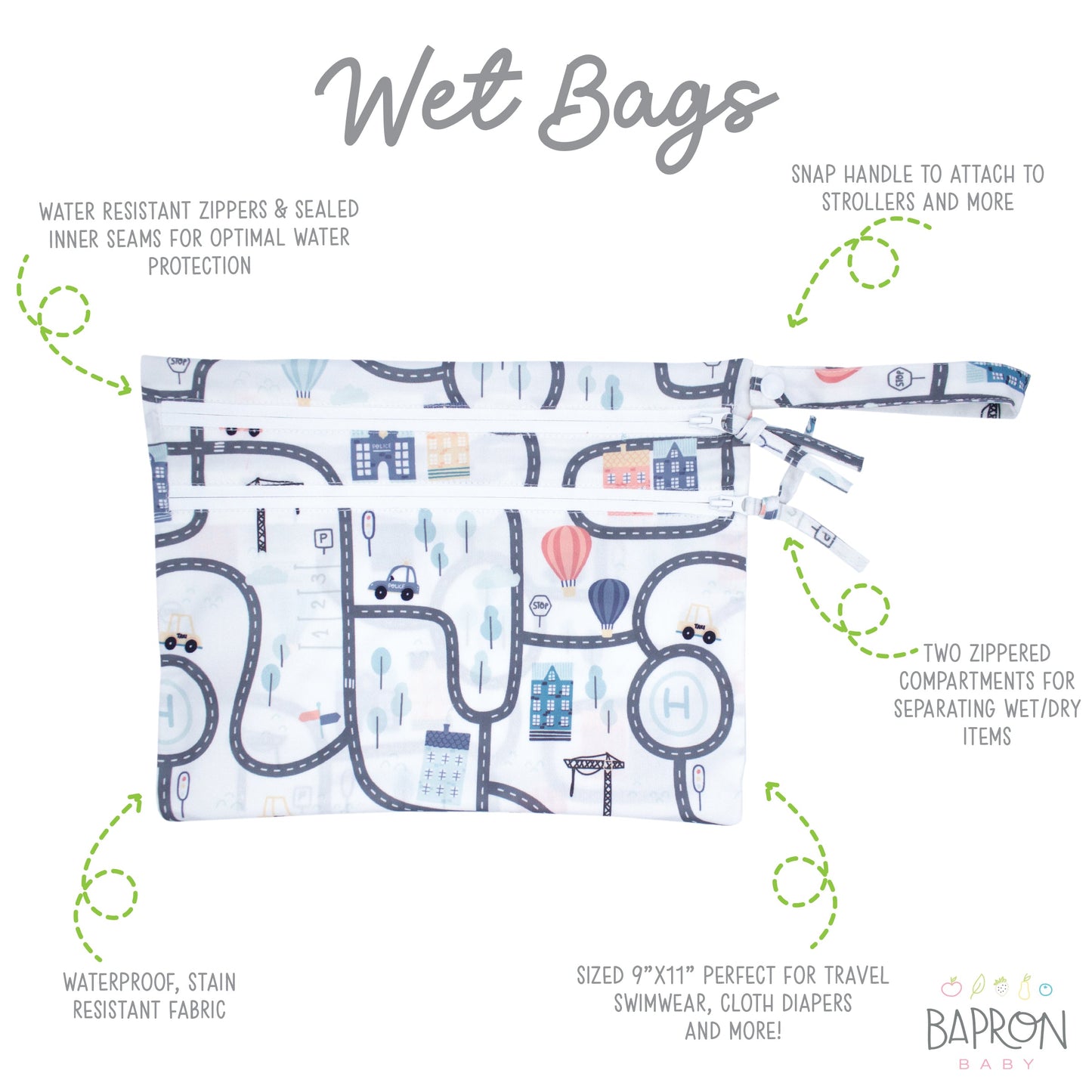 Tiny Town - Waterproof Wet Bag (For mealtime, on-the-go, and more!)