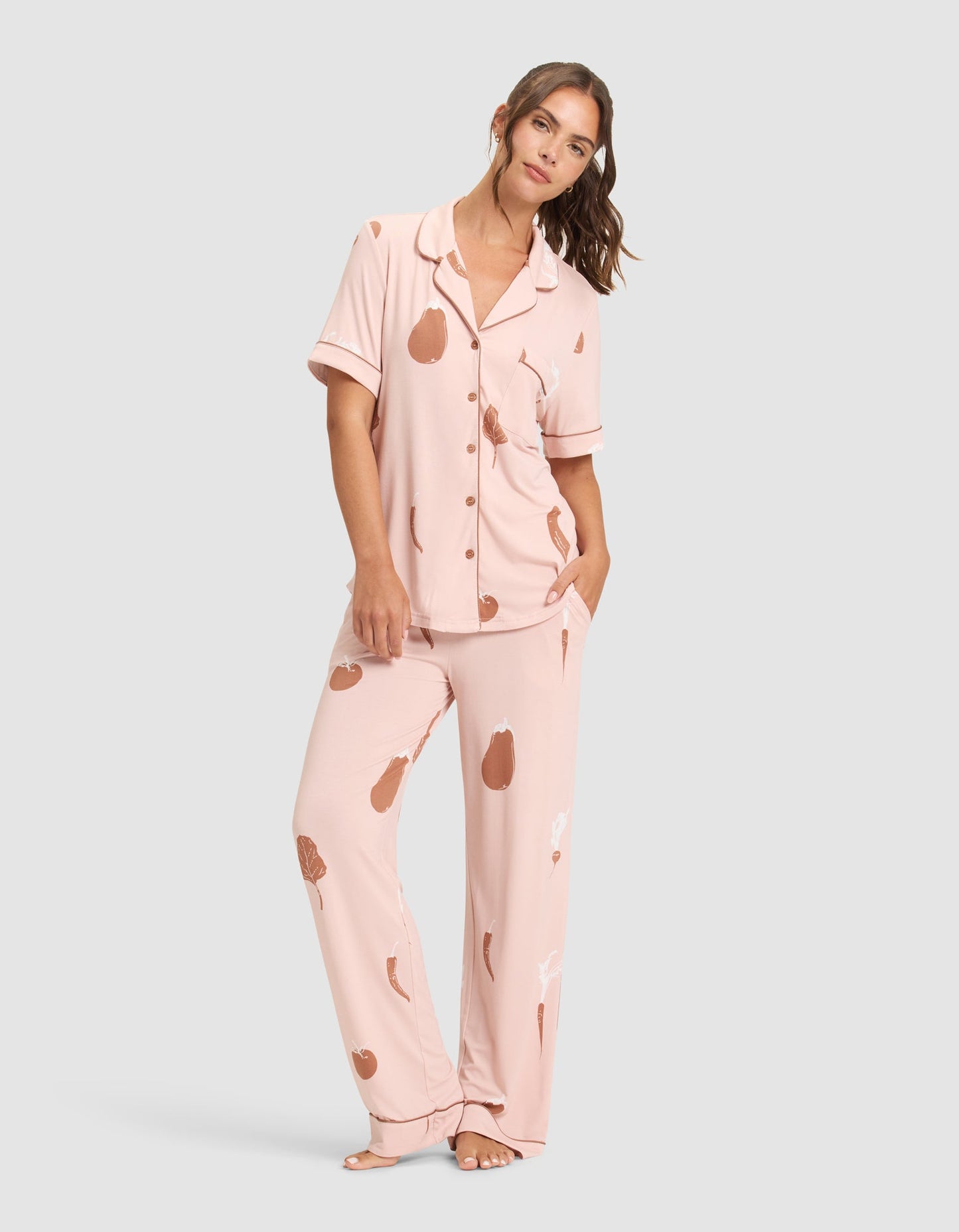 Women's Bamboo Stretch-Knit Short Sleeve & Pant Pajama Set
