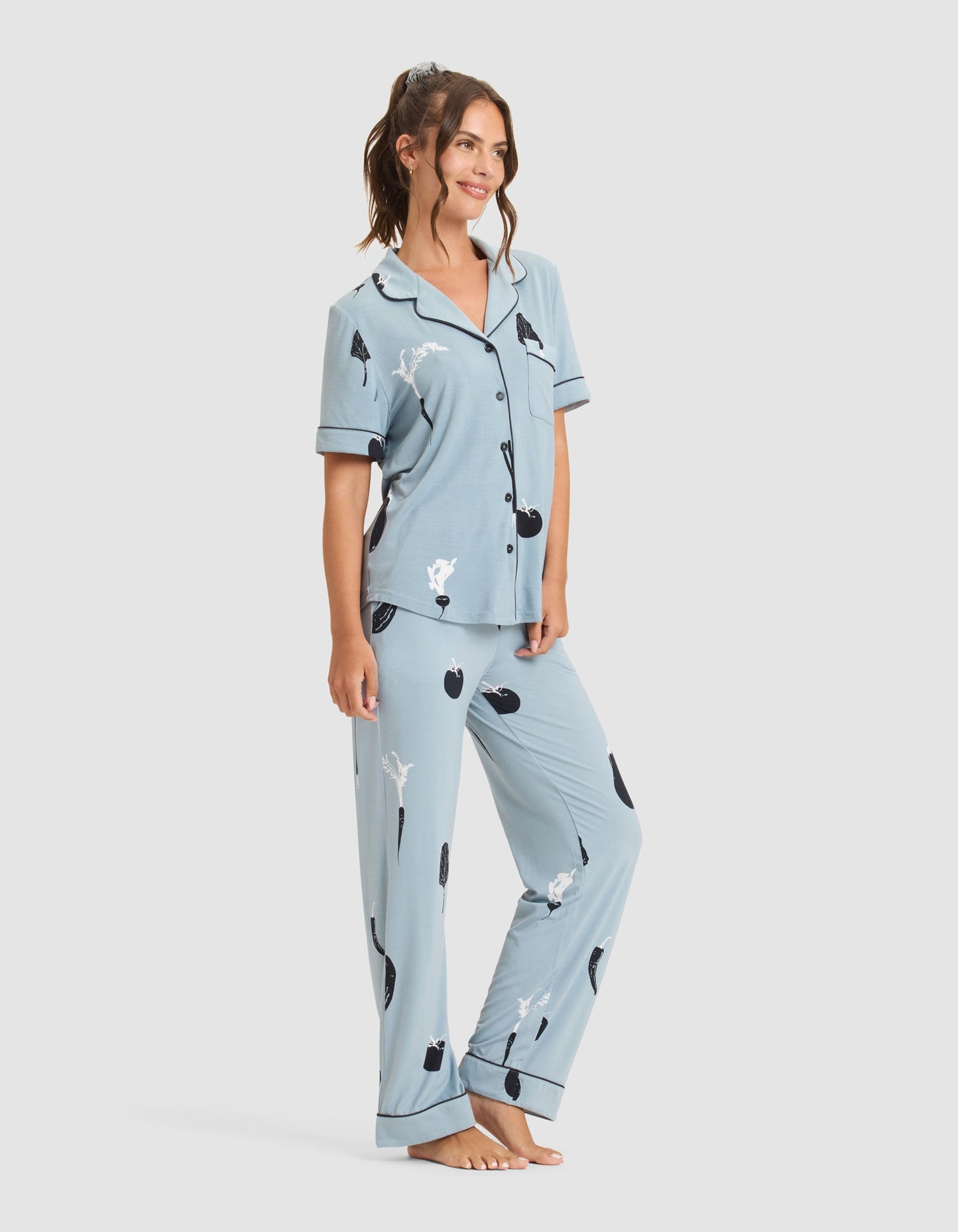 Women's Bamboo Stretch-Knit Short Sleeve & Pant Pajama Set
