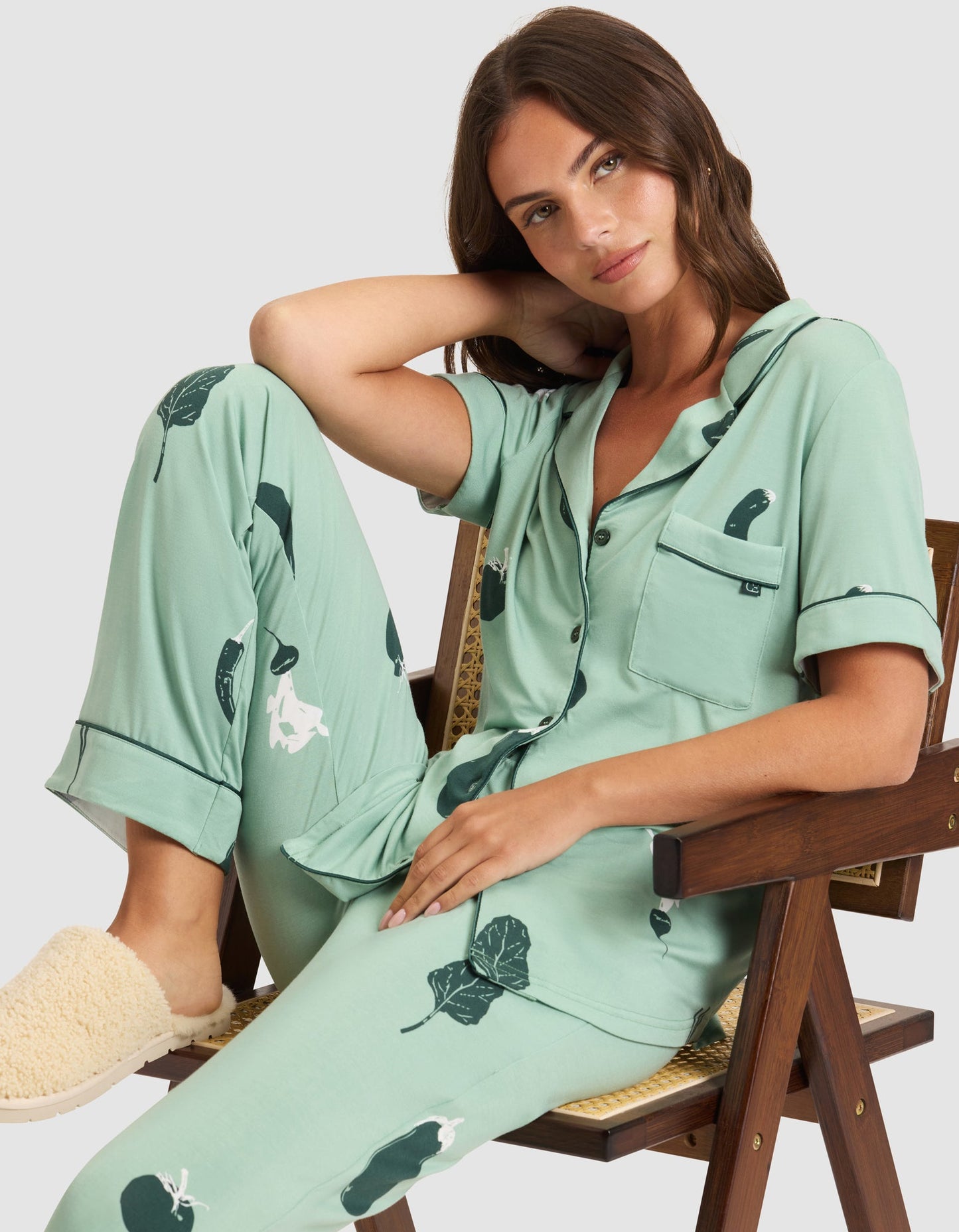 Women's Bamboo Stretch-Knit Short Sleeve & Pant Pajama Set