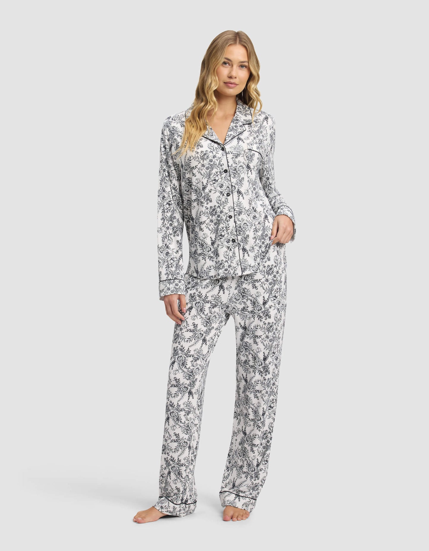 Women's Bamboo Stretch-Knit Long Sleeve Pajama Set