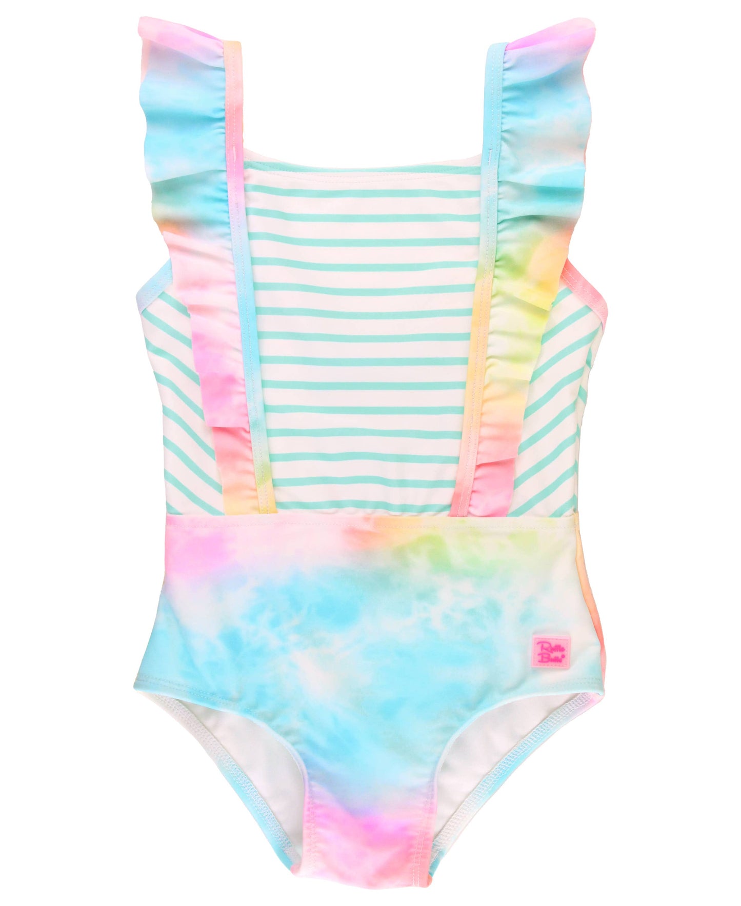 Girls Rainbow Tie Dye Pinafore One Piece Swimsuit