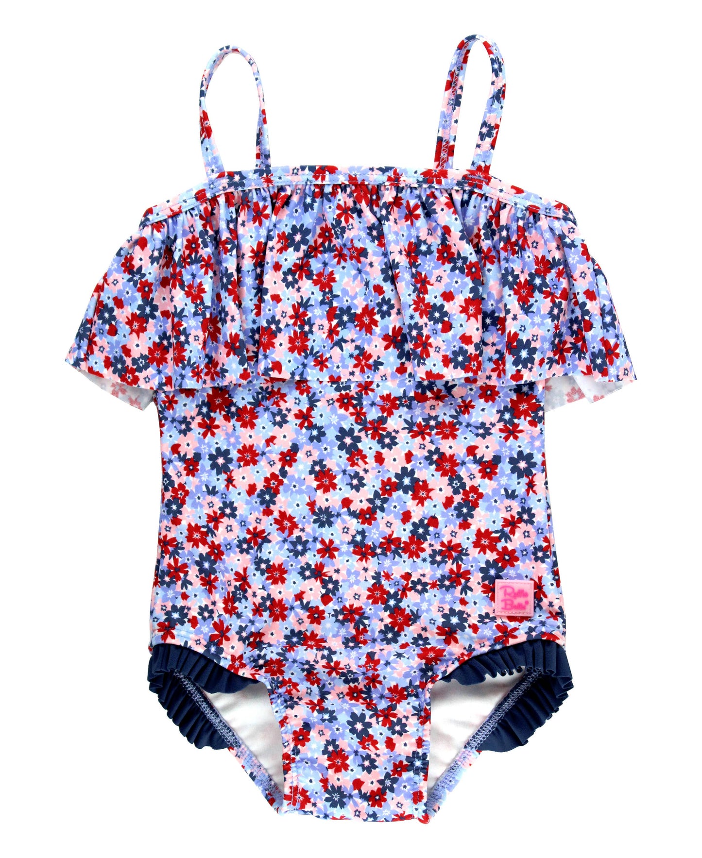 Girls Red White and Bloom Single Ruffle One Piece Swimsuit